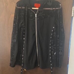 Tripp NYC fishnet Skull Hoodie 1xl